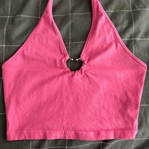 NWOT y2k pink heart cutout top